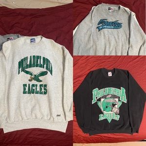 3 vintage Philadelphia eagles Crewnecks puma bike